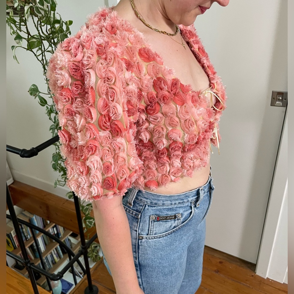 Born rose tie front blouse